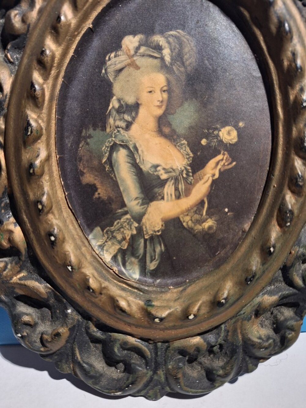 Vintage Marie Antoinette with a Rose Coquette Victorian Style Wall Art - Picture 6 of 12